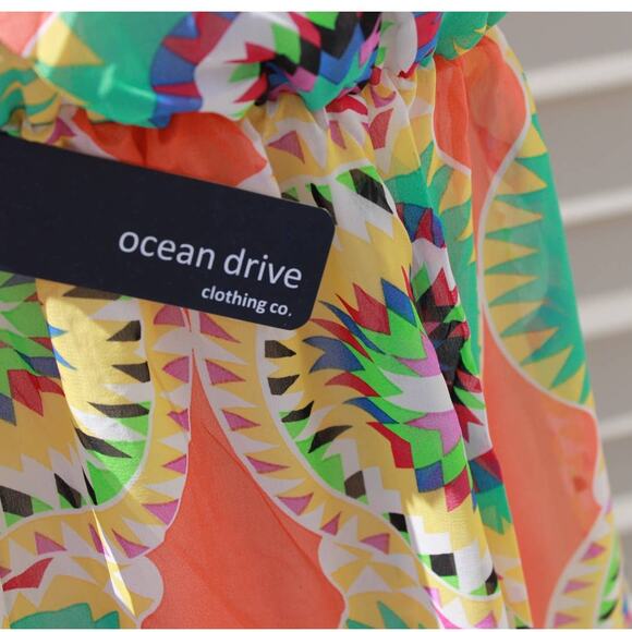 Ocean Drive Multicolor Vibrant Mandala Print Chiffon Dress Size Small - Picture 7 of 15
